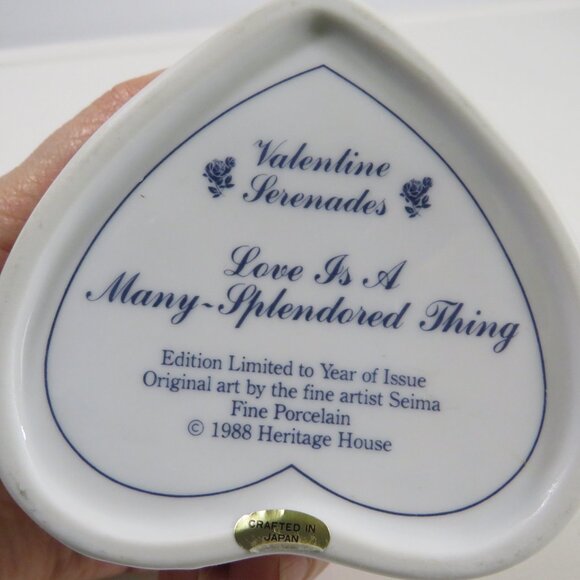 Swan Heart Ceramic Jewelry Box Music Box "Love is a many Splendored Thing" - Picture 9 of 9